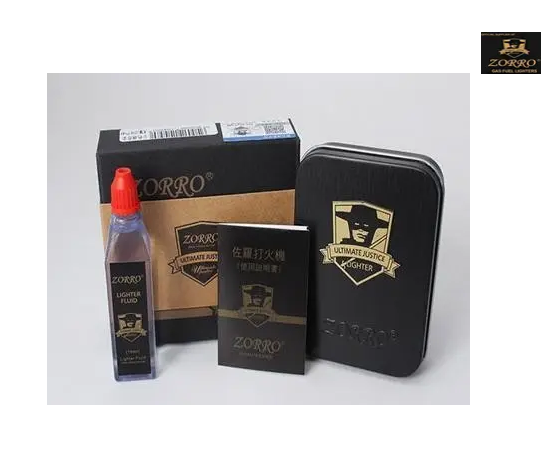Запальничка бензинова чорна матова Zorro Limited Edition в жерстяній коробці HL-289 фото