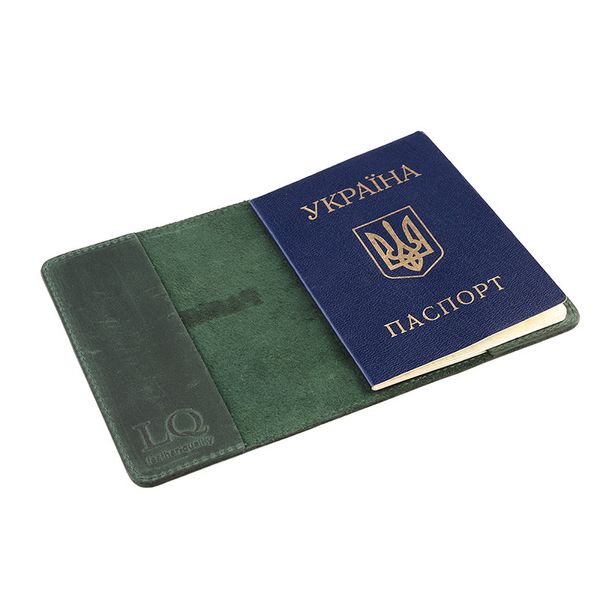 Обкладинка для паспорта натуральна шкіра Crazy horse LQ 101170 (Зелений) 101170 (Матова шкіра) фото