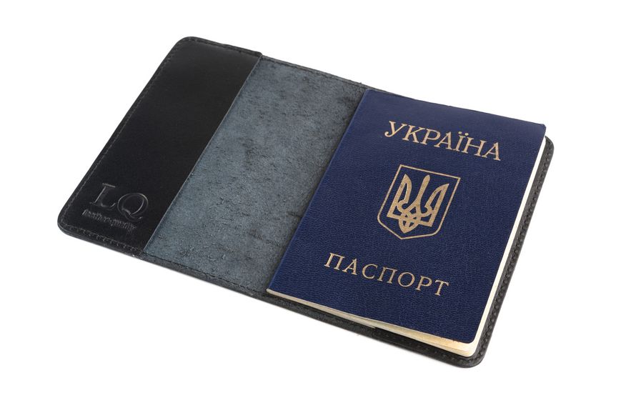 Обкладинка для паспорта натуральна шкіра LQ 101210 (Чорний) 101210 (Каскад шкіра) фото