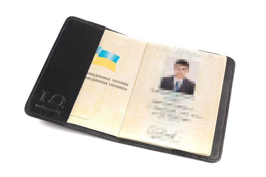 Обкладинка для паспорта натуральна шкіра LQ 101210 (Чорний) 101210 (Каскад шкіра) фото
