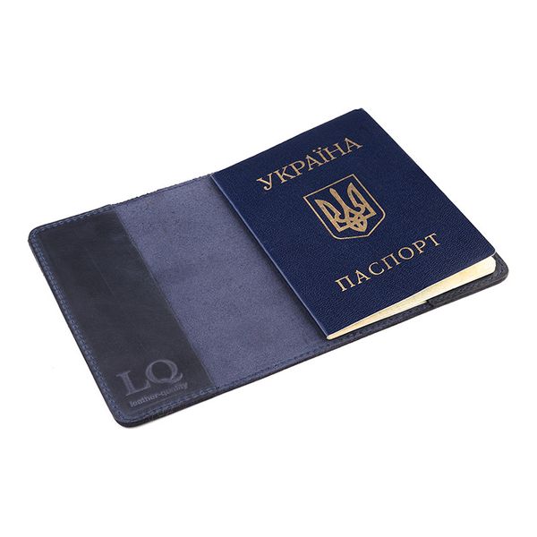Обкладинка для паспорта натуральна шкіра Crazy horse LQ 101150 (Синій) 101150 (Матова шкіра) фото