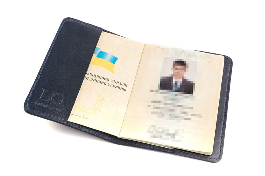 Обкладинка для паспорта натуральна шкіра LQ 101250 (Синій) 101250 (Каскад шкіра) фото