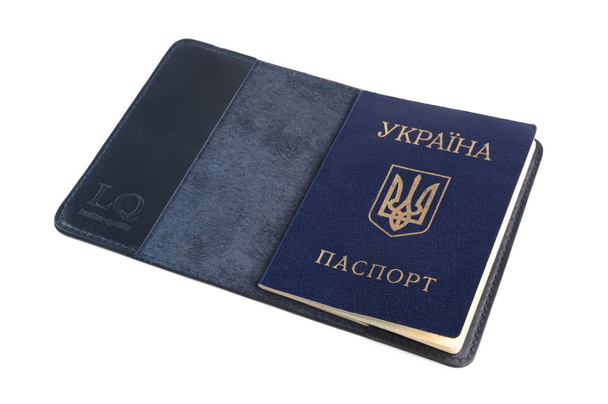 Обкладинка для паспорта натуральна шкіра LQ 101250 (Синій) 101250 (Каскад шкіра) фото