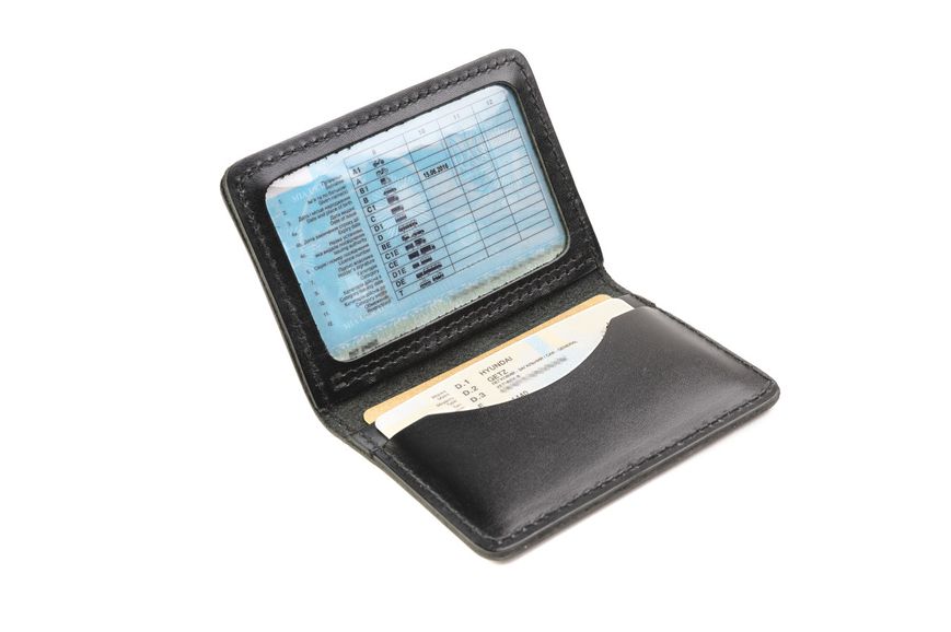 Обкладинка з натуральної шкіри на автодокументи, права, ID паспорт з відділами для карт, LQ 701210 (Чорний) 701210 (Каскад шкіра) фото