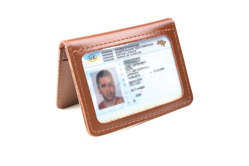 Обкладинка з натуральної шкіри на автодокументи, права, ID паспорт з відділами для карт, LQ 701210 (Коричневий) 701220 (Каскад шкіра) фото