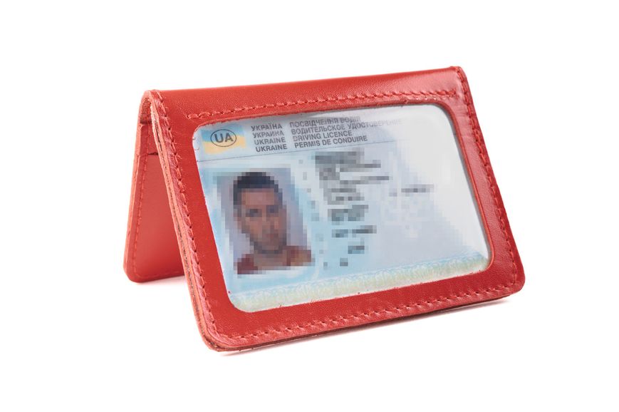 Обкладинка з натуральної шкіри на автодокументи, права, ID паспорт з відділами для карт, LQ 701230 (Червоний) 701230 (Каскад шкіра) фото