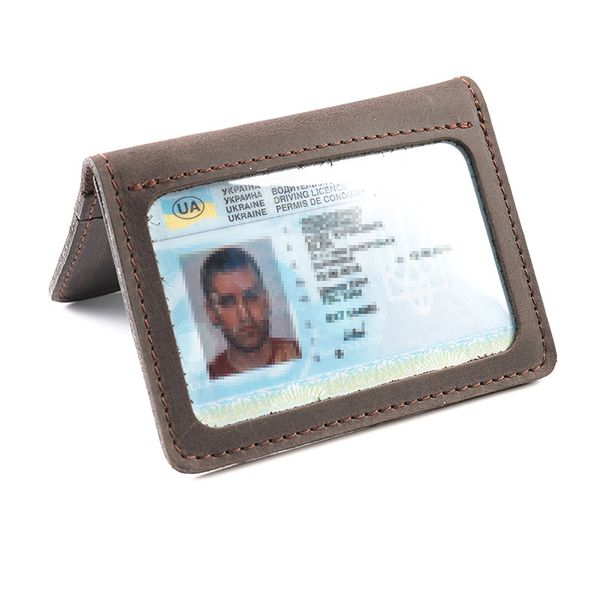 Обкладинка з натуральної шкіри на автодокументи, права, id паспорт з відділами для карток, LQ 701120 (Коричневий) 701120 (Матова шкіра) фото