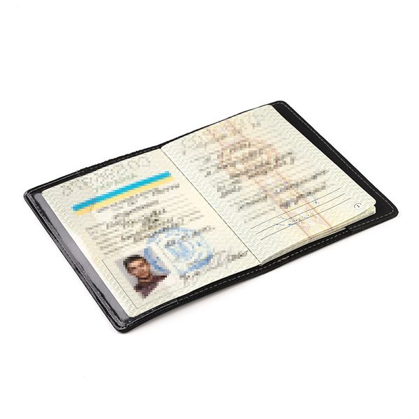 Шкіряна обкладинка патріотична на військовий квиток та паспорт герб, ЗСУ квитка, матова шкіра Crazy horse LQ 206110 (Чорний) 206110-1 (Матова шкіра) фото